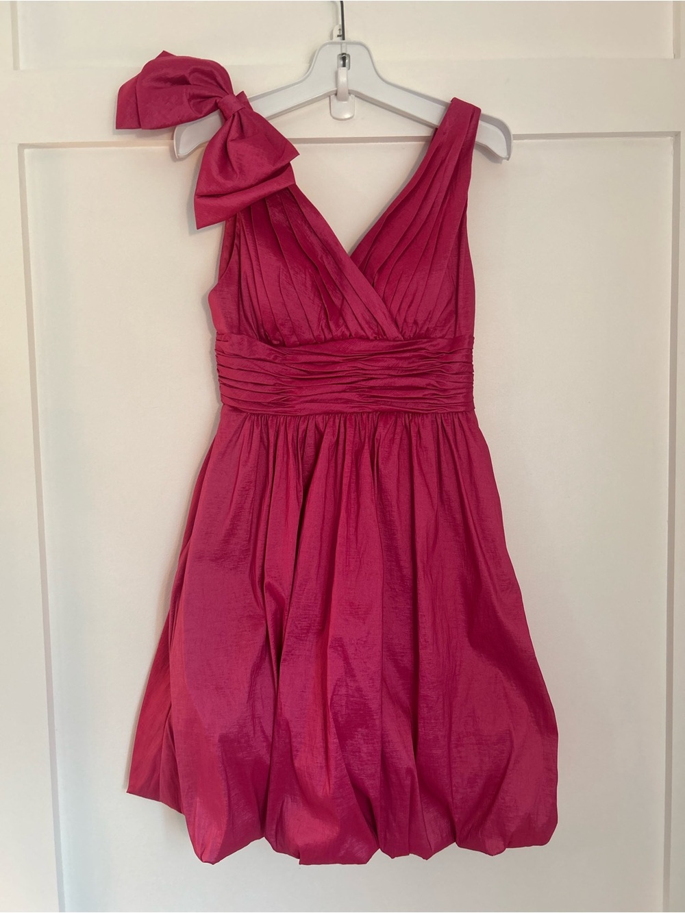 Jovani Fuchsia Sleeveless Bow Mini Bubble Dress Size 6 Formal